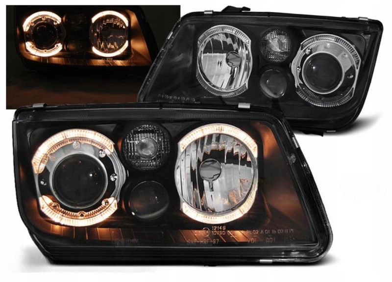 LAMPY Reflektory VW BORA Od 1998 Do 2005 RINGI ANGEL EYES DEPO HALOGEN NOWE zdjęcie 1