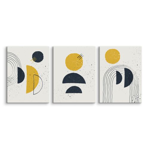 OBRAZY NA PŁÓTNIE SET ABSTRAKCJA FIGURY GEOMETRYCZNE STYL BOHO 90cm x 40cm na Arena.pl