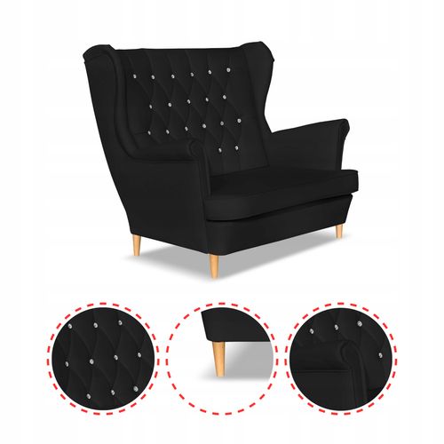 Sofa kanapa uszak Gaja ekoskóra skandynawska  czarna na Arena.pl