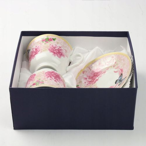 KPL FILIŻANEK PORCELANOWYCH ZE SPODKAMI 2 SZT NA KAWĘ HERBATĘ 250 ML na Arena.pl