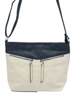 Paola Bags - torebka worek dwie kieszonki na zamek beżowo-czarny 5578-121