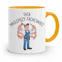 Kubek Żółty Prezent Dzień Ojca Najlepszy Fachowiec Z Nadrukiem Ze Zdjęciem