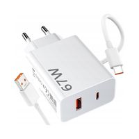 ŁADOWARKA Z PRAKTYCZNYM KABLEM TYPE-C I SZYBKIM ŁADOWANIEM 67W QC+45W PD