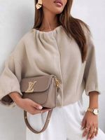 Bomberka damska sweterkowa kremowa [ROZMIAR UNIWERSALNY]