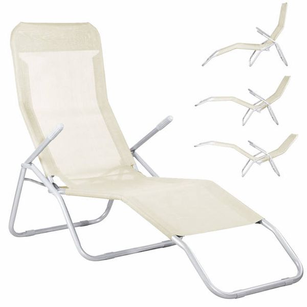 Leżak grawitacyjny ogrodowy beżowy zero gravity zdjęcie 1