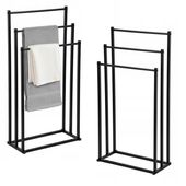 Stojak na Ręczniki Wieszak Łazienkowy Metalowy Stojący Industrialny Czarny