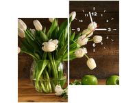 60X60 KWADRAT ZEGAR ŚCIENNY BUKIET JASNYCH TULIPANÓW KWIATY OBRAZ