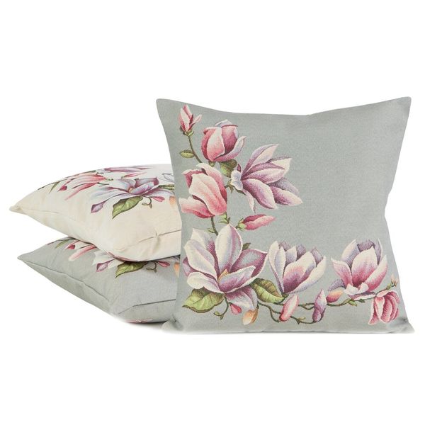 Poszewka dekoracyjna gobelin 45x45 Eurofirany szara w magnolie zdjęcie 2