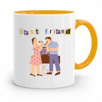 Kubek Żółty Dla Przyjaciela Przyjaciele Na Zawsze Z Nadrukiem Ze Zdjęciem