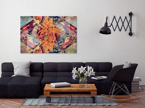 50501 Obraz na płótnie KWIAT RETRO GEOMETRYCZNY na Arena.pl