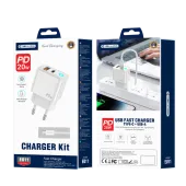 jellico ładowarka sieciowa eu11 pd 20w 1xusb-c + 1xusb qc3.0 + kabel