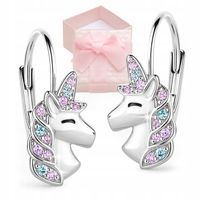 Srebrne kolczyki dla dziewczynki dzieci Jednorożce /Prezent na urodziny 925