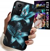 ETUI DO XIAOMI NOTE 12S 4G - TURKUSOWE LILIE KWIATY OBUDOWA + SZKŁO
