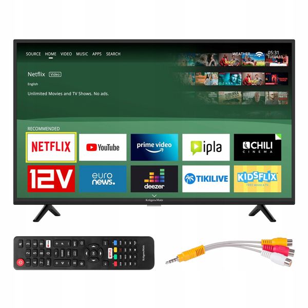 Telewizor do kampera smart tv 32 cale HD WiFi DVBT2 YouTube Netflix 12V zdjęcie 16