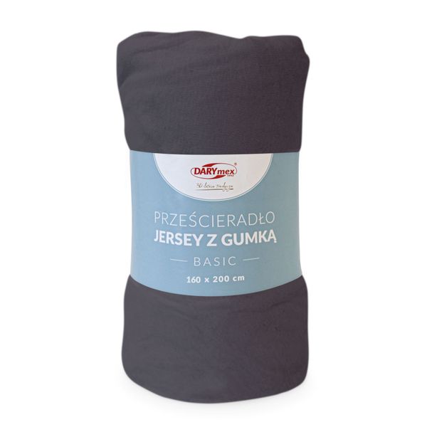 Prześcieradło z gumką jersey 160x200 BASIC grafit zdjęcie 1