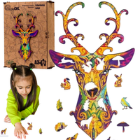 Puzzle Drewniane Układanka Jeleń Dzikie Zwierzę  Pua3-00730 Puza3-00730