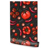 Tapeta Do Kuchni Papryczki Chili POMIDORY Napisy