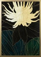 Obraz drukowany w złotej ramie liście i kwiaty 53x73