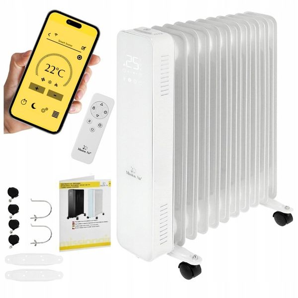 Grzejnik olejowy elektryczny Mission Air OSLO white 2500W biały WIFI TIMER zdjęcie 1