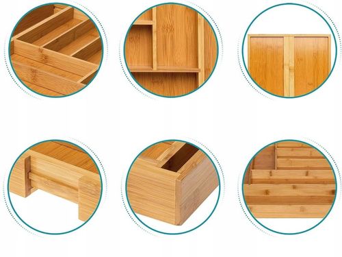 ORGANIZER NA SZTUĆCE WKŁAD DO SZUFLADY REGULOWANY BAMBUSOWY DREWNIANY na Arena.pl