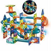 DUŻE KLOCKI MAGNETYCZNE KONSTRUKCYJNE ŚWIECĄCY TOR KULKOWY 75 ELEMENTÓW