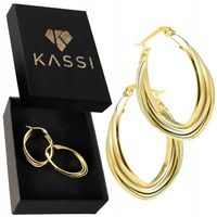 Modne Pozłacane Kolczyki Kółka 585 Wielowarstwowe Złote Stal Chirurgiczna