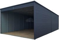 Garaż blaszany - Carport 6x8m - antracyt - dach spad w tył TS1059