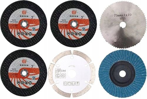 SZLIFIERKA KĄTOWA DO CIĘCIA AKUMULATOROWA 19500 RPM 6 TARCZ ZESTAW 2x na Arena.pl