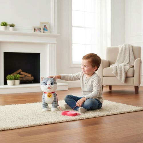 Kotek interaktywny pluszowy na smyczy akumulator USB funkcje dźwięk ruch na Arena.pl