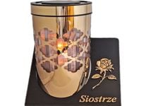 SIOSTRA SIOSTRZE ZNICZ LAMPION SOLARNY SOLAR FOTOWOLTAICZNY TUBA RÓŻA ZŁOTO