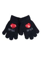 Rękawiczki dziecięce pięciopalczaste z cekinowym sercem 14 YOCLUB