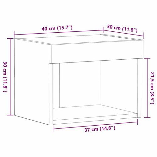 Szafka pod telewizor Ze LED Lights Czarny dąb 40 x 30 x 30 cm na Arena.pl
