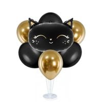 Zestaw balonów na stojaku Czarny Kotek