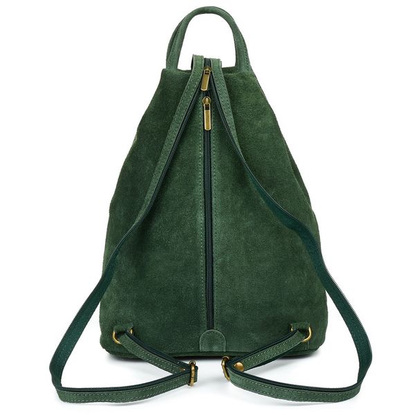 VERA PELLE plecak damski zamszowy trójkątny z suwakiem V010 c.zielony zdjęcie 3