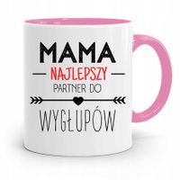 Kubek Różowy Prezent Dla Mamy Najlepszy Partner Z Nadrukiem Ze Zdjęciem