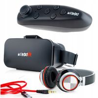 ZESTAW DO GIER OKULARY GOOGLE VR 360 STOPNI 3D PILOT BLUETOOT SŁUCHAWKI