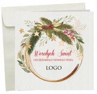 Firmowe kartki świąteczne Boże Narodzenie Z LOGO - Papier perłowy 50 sztuk
