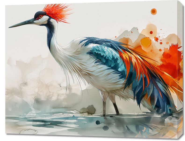 Obraz 90x70cm Żuraw w Akwareli zdjęcie 1