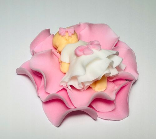 BOBAS CUKROWY na Płatkach różowy tort dekoracja chrzest roczek ozdoba na Arena.pl