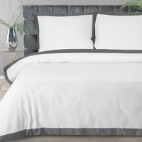 Pościel satynowa LAURA 160x200 Eurofirany biała stalowa kanta