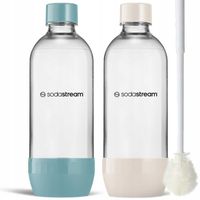 SodaStream butelki Jet 1l niebieskie i piaskowe + szczotka silikonowa