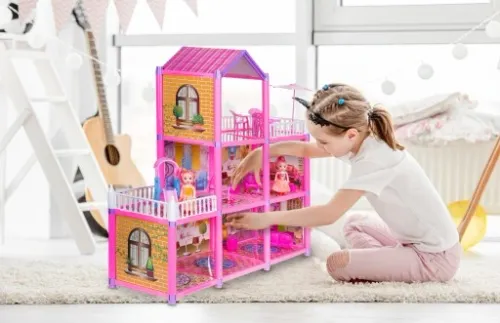 DOMEK DLA LALEK 2 LALKI MEBLE 129 ELEMENTÓW DUŻY na Arena.pl