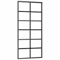 Drzwi przesuwne, szkło ESG i aluminium, 90x205 cm, czarne