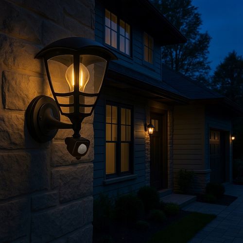 Lampa elewacyjna ogrodowa kinkiet zewnętrzny CZUJNIK RUCHU ZMIERZCHU na Arena.pl