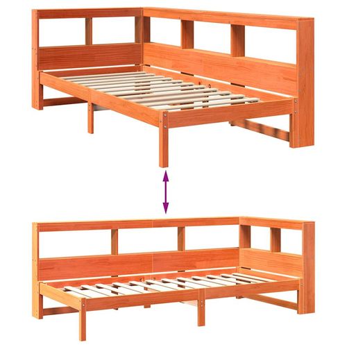 Łóżko z regałem, bez materaca, woskowy brąz, 75x190 cm, sosnowe na Arena.pl