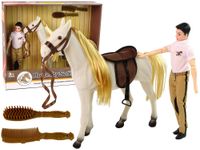 ZESTAW LALKA Z BIAŁYM KONIEM FIGURKI AKCESORIA
