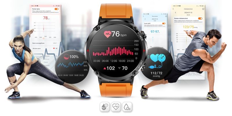 Smartwatch Gravity GT21-2 + Pomarańczowy Pasek Silikonowy zdjęcie 13