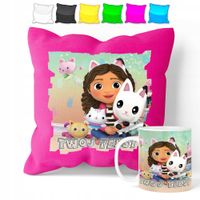 ZESTAW: KUBEK + POSZEWKA - KOCI DOMEK GABI - PREZENT WIELE WZORÓW + IMIĘ