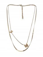 Xuping podwójny naszyjnik celebrytka stal chirurgiczna Motylki kolor złoty