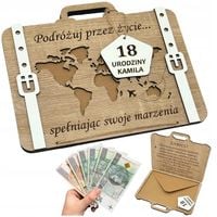 Pudełko na pieniądze Kartka PREZENT na 18 URODZINY dla chłopaka dziewczyny
